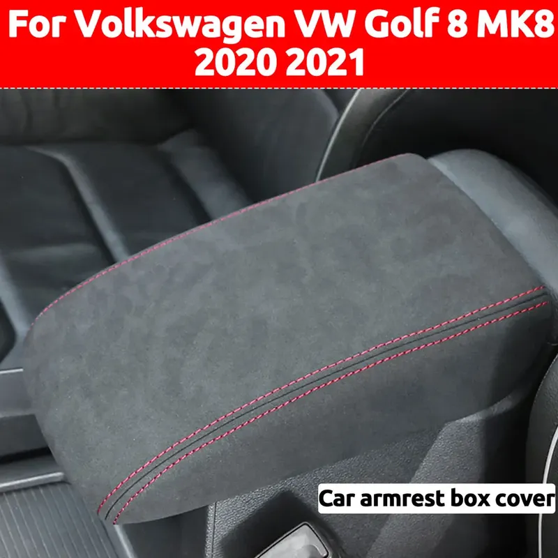 Custom Fit Auto Armlehne Abdeckung Wildleder Leder Für Volkswagen VW Golf 8 MK8 2020-2024 Zentrale Steuerung Armlehne box Schutzhülle