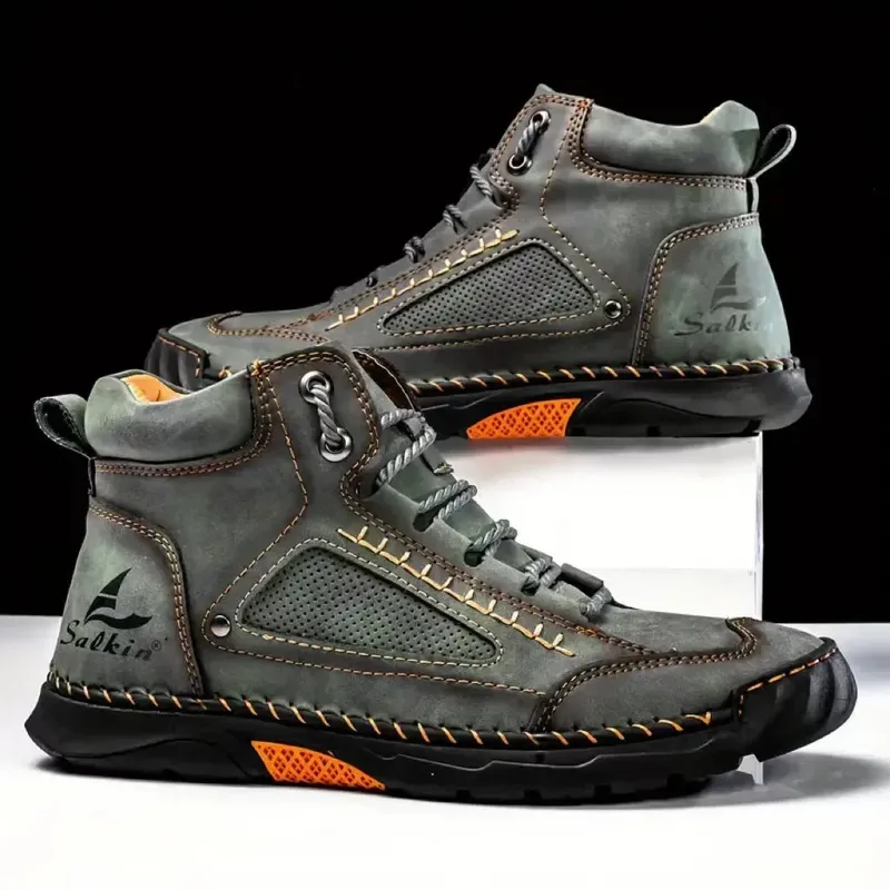 Handgenähte Herrenstiefel in Übergröße, Freizeitschuhe, bequeme weiche Stiefeletten, rutschfeste Outdoor-Stiefel zum Tragen, 2025, Neu