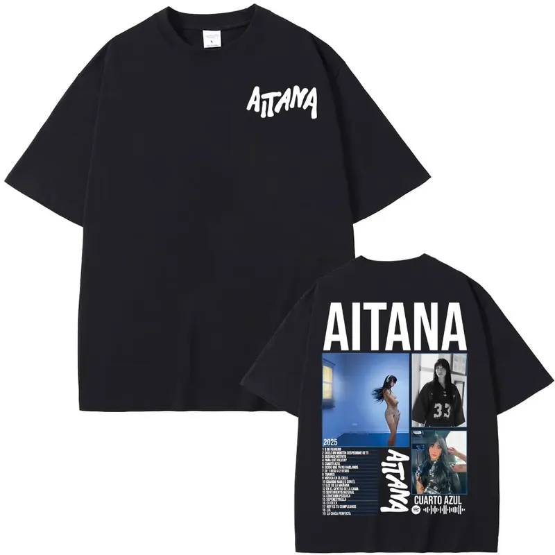 Sänger Aitana Cuarto Azul Tour Grafik T Shirts Männer Frauen Mode Ästhetische Kurzarm T-shirt Baumwolle Casual Übergroßen T Shirt