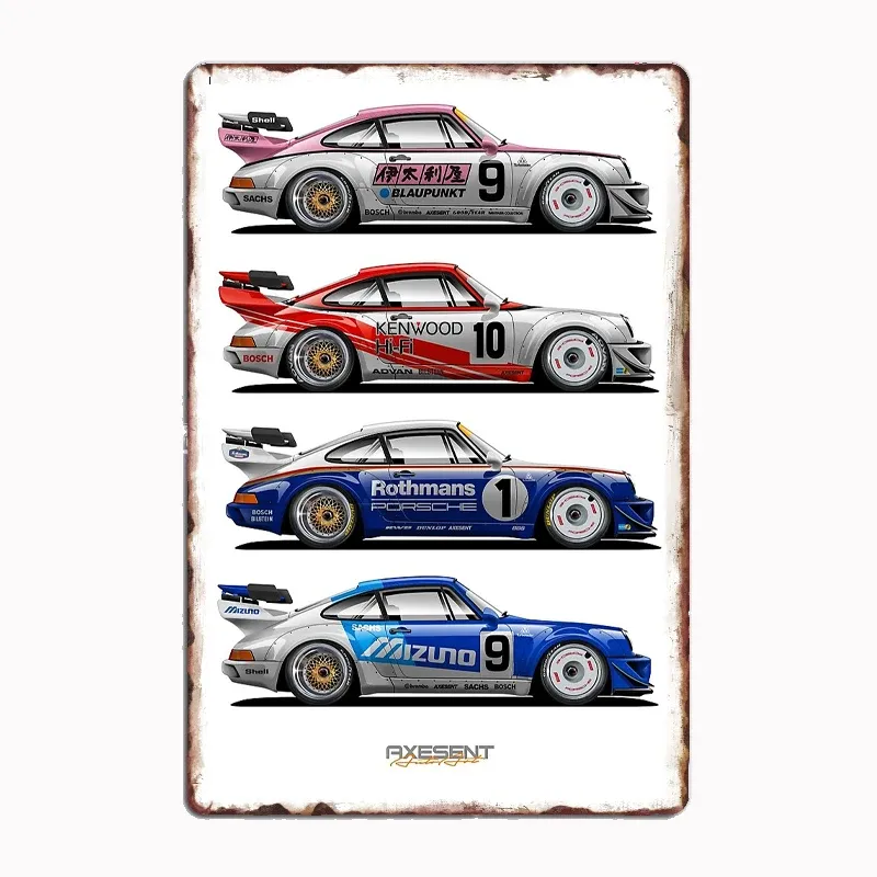Vintage RWB Retro Liveries Classic Race Car Metall Poster Schild Club Custom Indoor Wand Blechschild Room Decor Home Decor