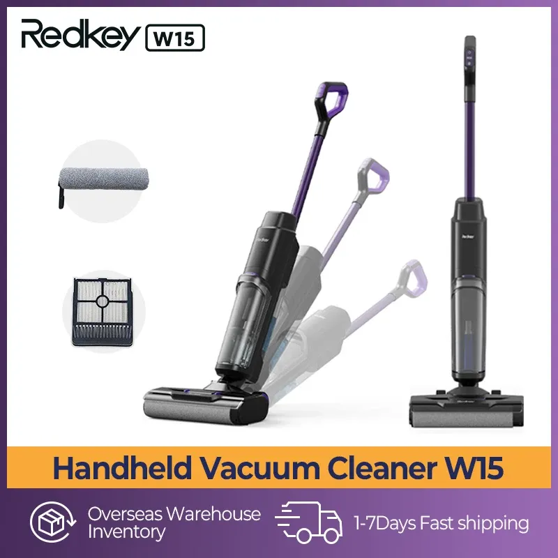 Redkey W15 Kabelloser Staubsauger, elektrischer Spin-Mop-Reiniger, Nass- und Trockenglas, Deckentür, Fenster, Bodenschrubber