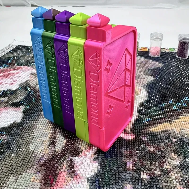 3D-Druck Diamantmalerei-Werkzeuge Schiffsförmige Punktbürsten-Aufbewahrungsbox mit Schiebedeckel für Mosaik und DIY-Stickerei-Zubehör