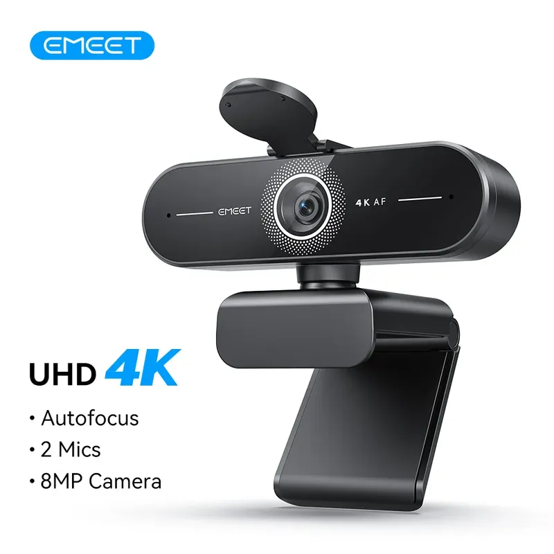 EMEET 4K/1080P Webcam für PC/Computer PDAF Autofokus-Videokamera mit zwei Mikrofone Webkamera Funktioniert für Zoom/Teams