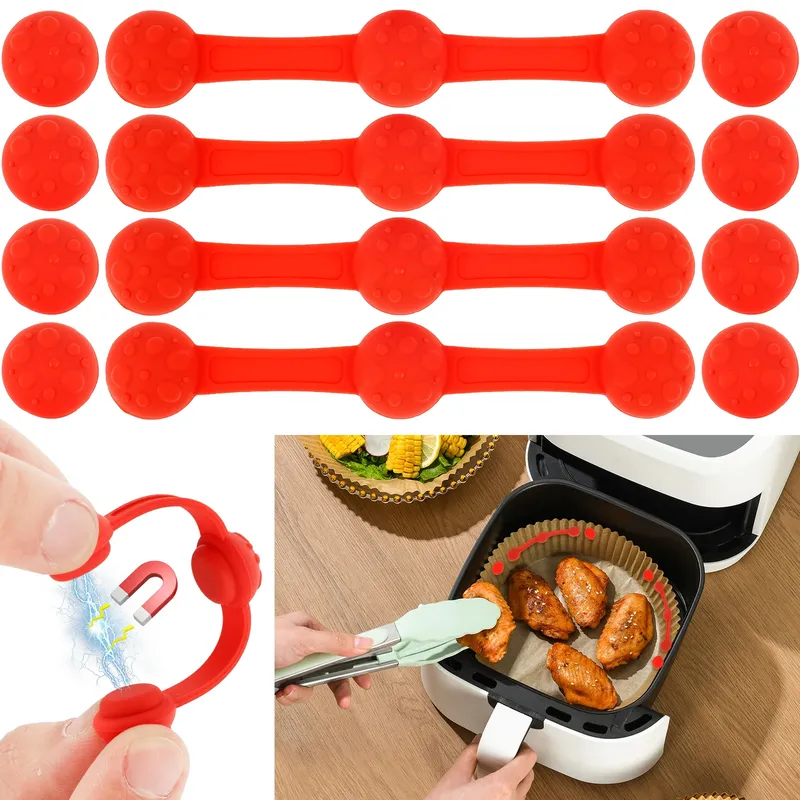 4er-Set VRULE Magnetische Liner-Halter für Heißluftfritteusen: Kein Wegfliegen des Backpapiers mehr – Essentielles Zubehör
