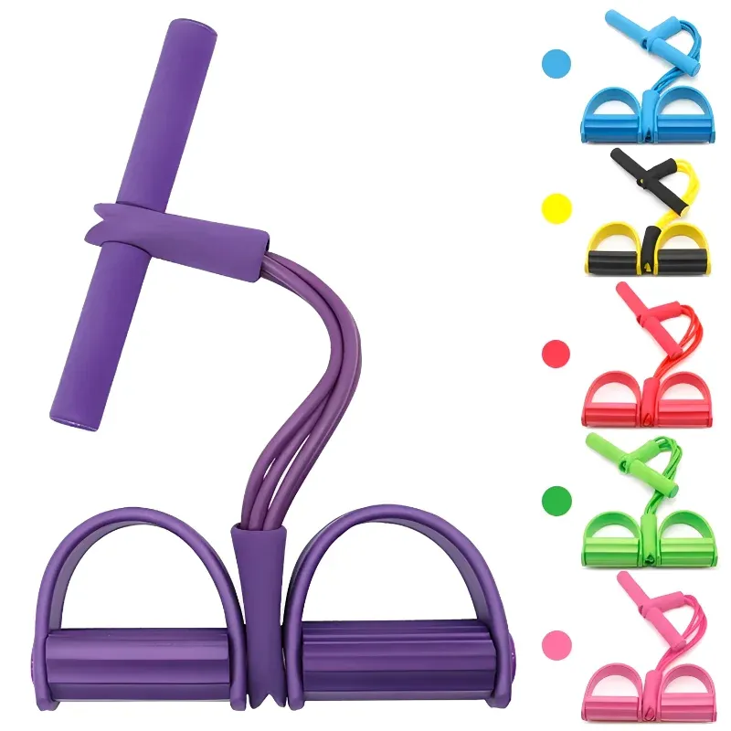 Vierrohr-Pedalspanner, multifunktionales Haushalts-Fitnessgerät, Yoga, Bauchstärkung, elastisches Band, Spannseil