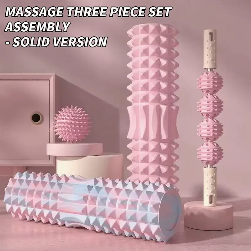 [Dreiteiliges Massageset] Massagepickball, Massageroller, Schaumstoff-Massagerollerwelle – ein notwendiges Haushaltsmassagegerät