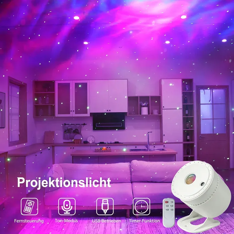 Sternenhimmel-Projektionslampe, Atmosphärenprojektion, romantische Atmosphäre, Nebelprojektion, Stern-Nachtlicht, Galaxie-Projektor, Geschenk