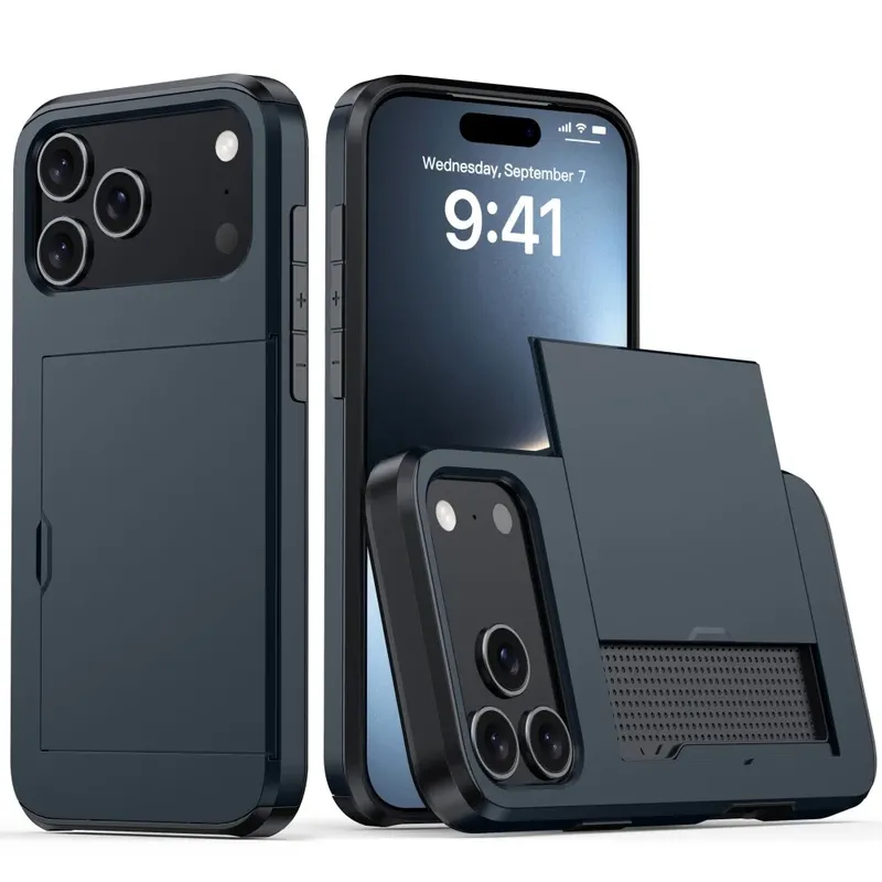 Luxus Einfarbig Push-Pull Brieftasche Karte Slot Telefon Fall Für Apple iPhone 17 Pro Max 17 Pro 17 Air 17 anti-herbst Schutzhülle