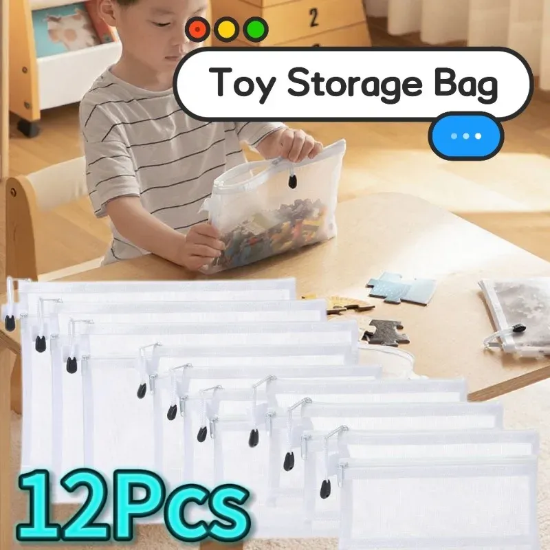 Neue Puzzle Lagerung Tasche kinder Bausteine Kleine Spielzeug Spezielle Sortierung Taschen Transparent Mesh Gaze Zipper Mesh Taschen