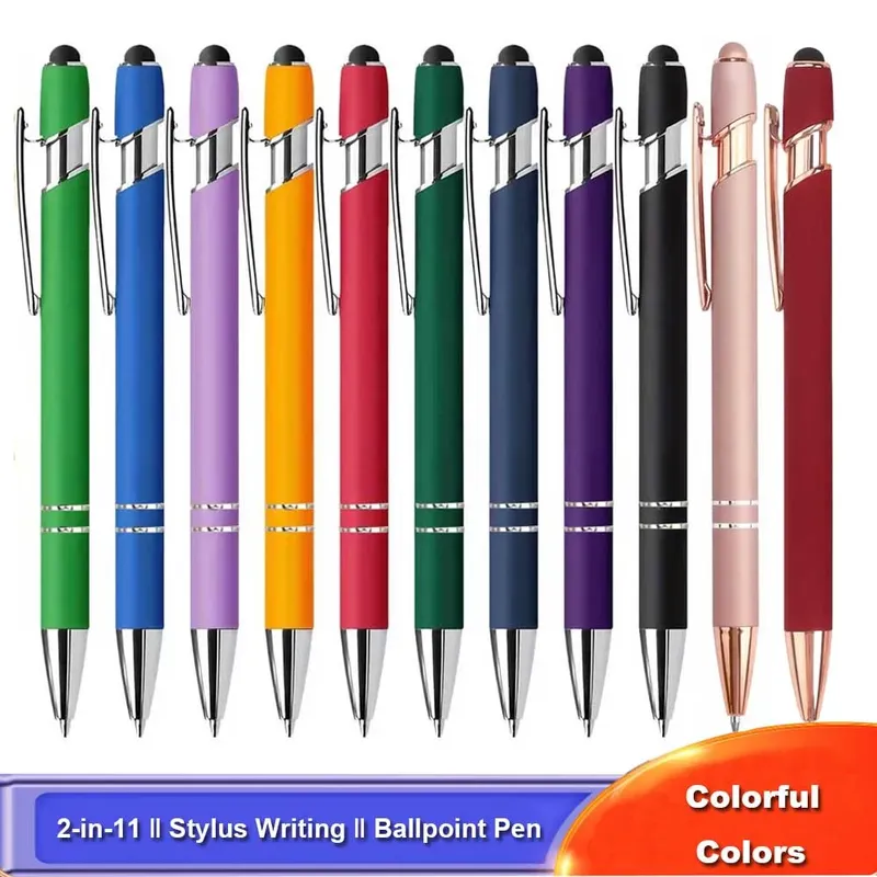5–12 Stück Kugelschreiber mit Stylus-Spitzen, Metall, 2-in-1 Stylus-Kugelschreiber, 1,0 mm schwarze Tinte für Smartphone, Tablet