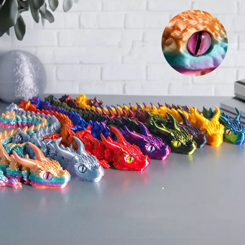 31 cm 3D-gedruckter verbundener Drache, Baby-Ornamente, Gelenke können Drache bewegen, Steingarten, Aquarium, Landschaftsbau-Dekoration