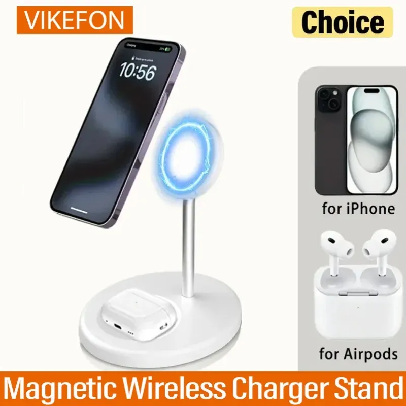 2-in-1-Schnellladestation Dock Magnetisches kabelloses Ladegerät Ständer Schreibtischunterstützung für iPhone 16-12 Pro Max für AirPods 4 3 2 Pro