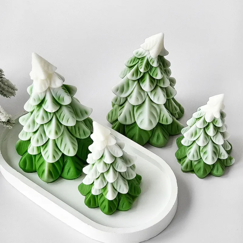 DIY Weihnachtsbaum Silikonform Weihnachtsdekoration Duftkerze Seife Harzform handgemachte 3D Weihnachtsbaum Handwerk machen Formen