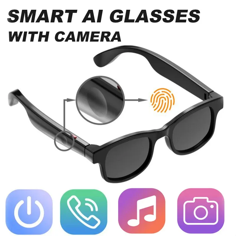 AIMB-V3 Intelligente Brille AI Sprachassistent Bluetooth Anruf mit HD-Kamera Modebrille Outdoor-Sport-Sonnenbrille für Männer Frauen