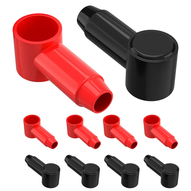 10 Stück Batterieklemmenabdeckung, Silikonmanschette, passend für 10 AWG – 4 AWG und 4 AWG – 2/0 AWG Kabelklemme für Stromanschlussblock
