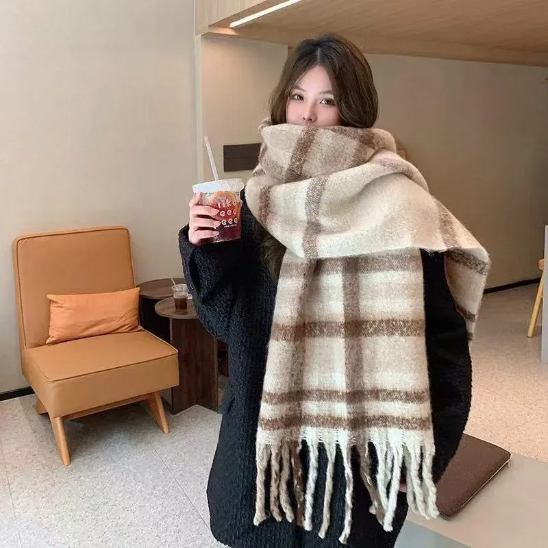 2023 heißer Luxus Winter Dicke Warme Schal Frauen Kaschmir Schal und Wraps Pashmina Halstuch Bufanda Weibliche Lange Quaste Echarpe