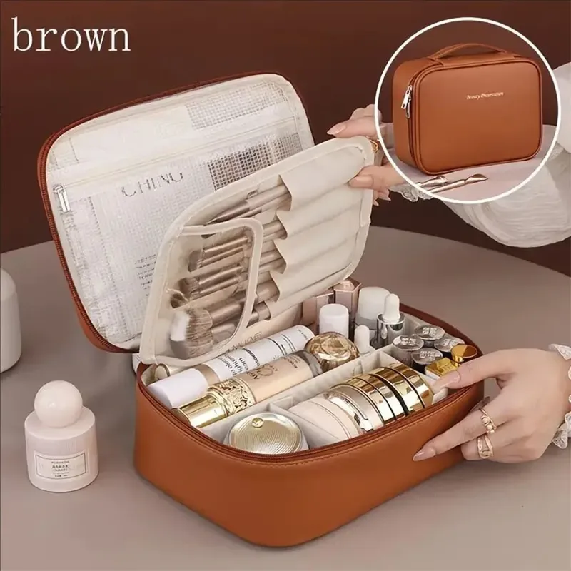 Neue Kosmetiktasche für Damen, tragbare Aufbewahrungstasche, große Kapazität, luxuriöse Make-up-Tasche, Reise-Organizer, Essentials, Kulturbeutel