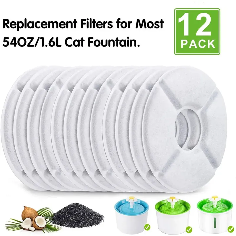 6/12Pcs Katze Wasser Brunnen Aktivkohle Ersatz Filter Für 1,6 L Automatische Haustier Katze Wasser Brunnen Hund Wasser spender