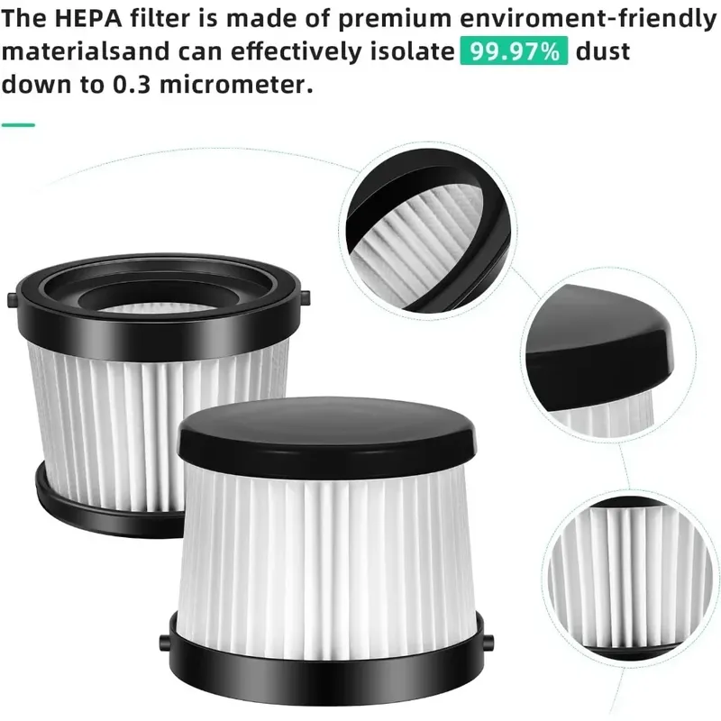 Teil DCV5011H, HEPA-Ersatzfilter für DEWALT DCV501HB 20 V Akku-Handstaubsauger, mit schwarzer Dichtung