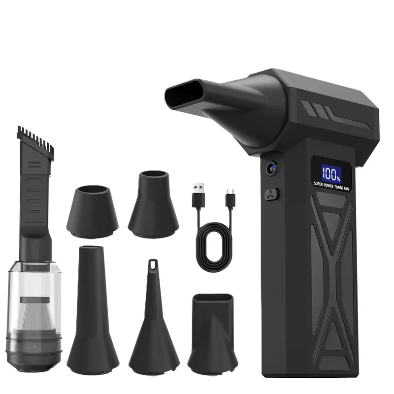 Leistungsstarkes Luftgebläse, 110000 U/min, 4 Gänge, verstellbares Turbo-Jet-Gebläse mit LED-Licht, Batterieanzeige, kabelloser Druckluft-Staubwedel