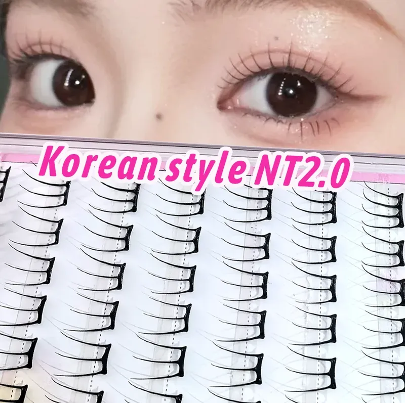 Koreanische stilvolle selbstklebende falsche Wimpern, K-Pop-inspiriert, flauschig, clusteriertes, schlankes Comic-Design für den täglichen Gebrauch