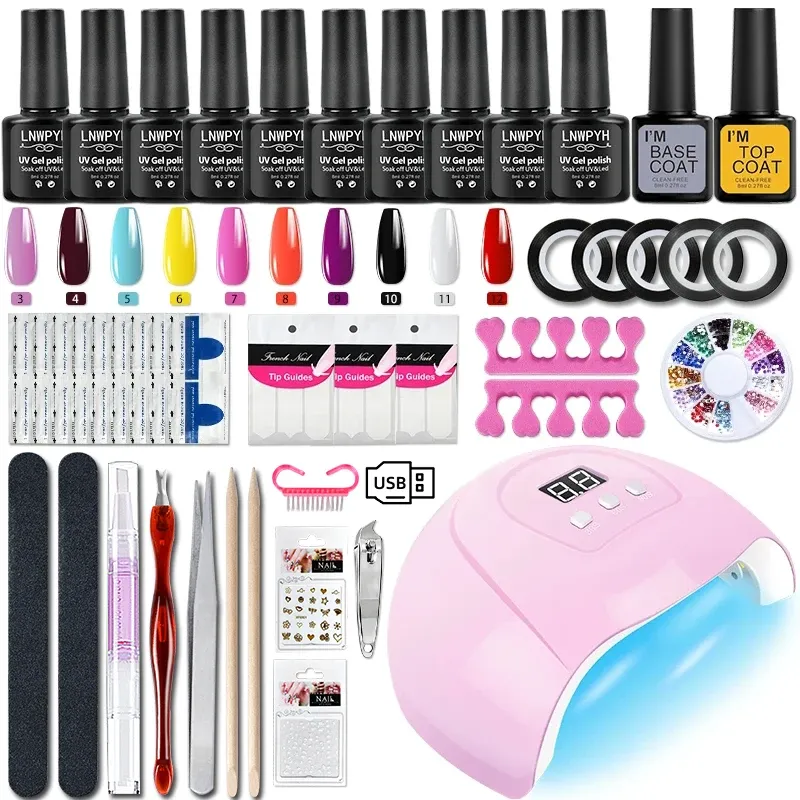 Gel Lack Kit Professionelle Nagel Gel Set Mit Nagel Lampe Soak Off Nagel Gel Polnisch Kit Basis Mantel Und Top Mantel Maniküre Werkzeuge Kit