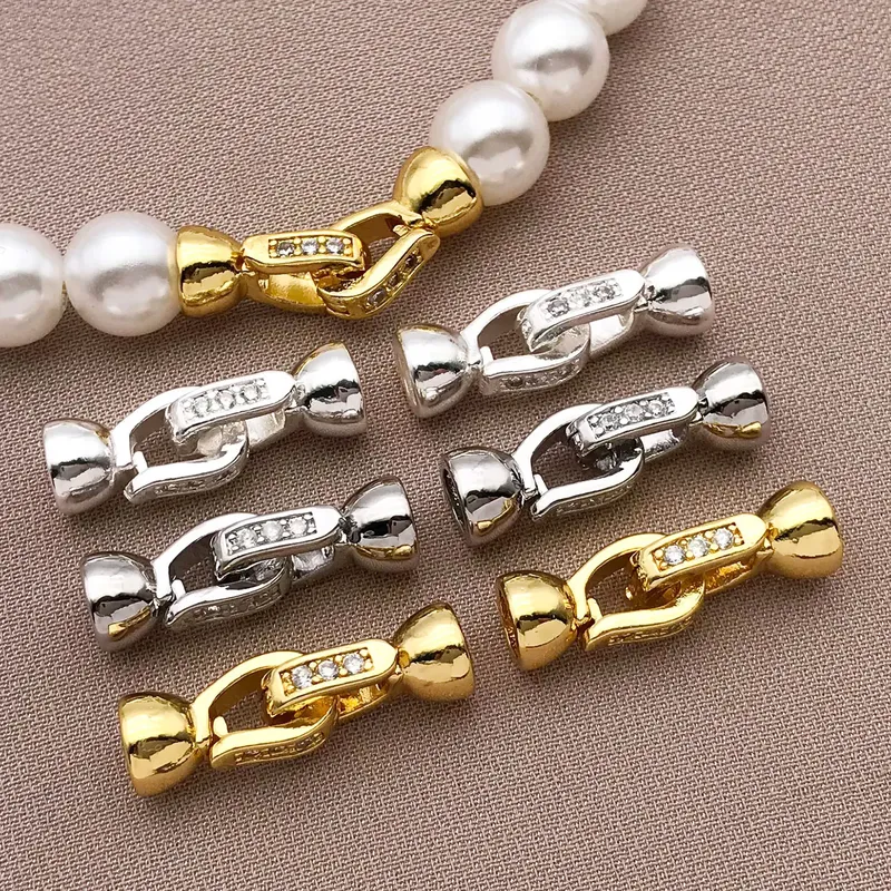 3/5 Stück 18 Karat verkupfertes echtes Gold, dickes Silber, Weißgold, Halskettenverbindung, Schließschnalle, DIY-Schmuckherstellungszubehör