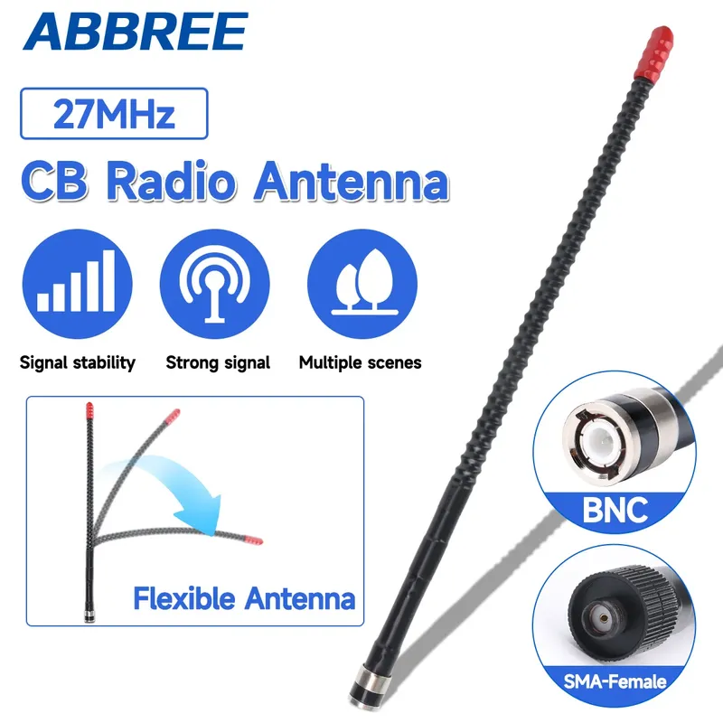 ABBREE CB-Funkantenne, 27 MHz, SMA-Buchse, BNC-Peitsche, High-Gain-Antenne für Quansheng TK11 UV-98 PLUS RT-860 RT-880 Walkie Talkie