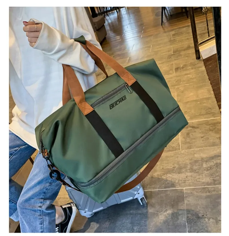 Sporttasche Reise-Fitnesstasche für Frauen, große Kapazität, Herren-Sportgepäcktasche, wasserdichte weibliche Umhängetasche, trockene und nasse Handtasche