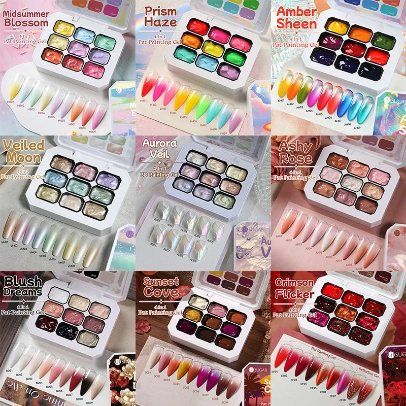 UR SUGAR 9 Farben Patting Painting Gel Nagellack 4 in 1 Transfer French Design UV LED Soak Off Gel Lack Gradient Pat Gel