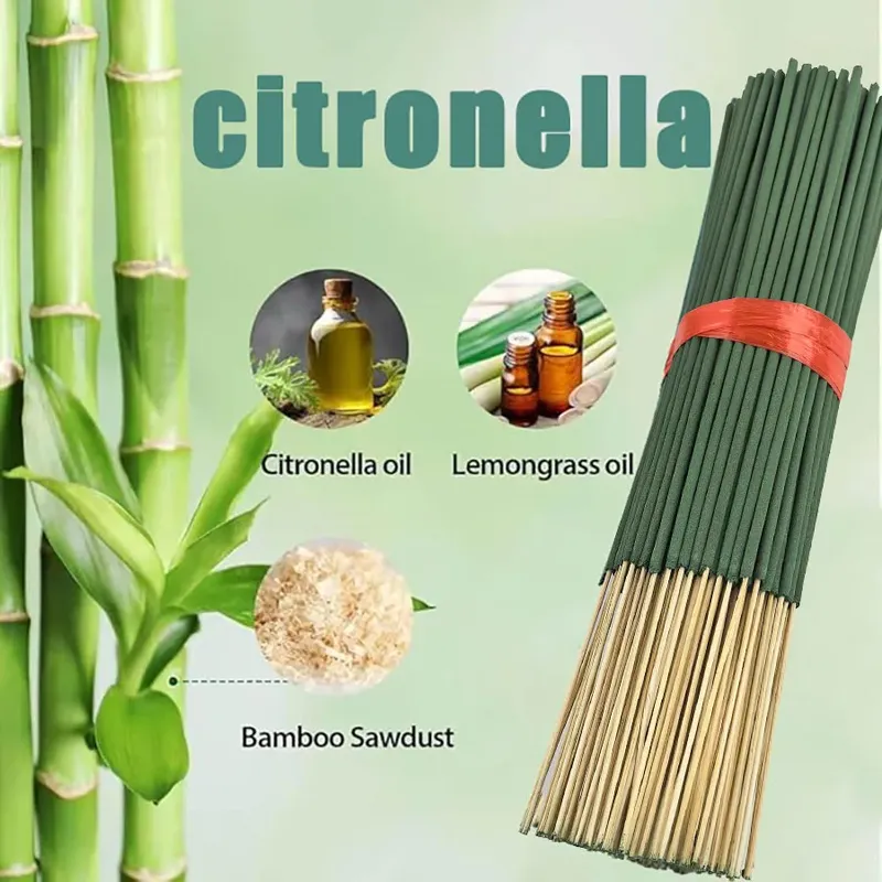 20/56/101/400 natürliche Citronella-Räucherstäbchen – langanhaltender Zitronengras-Duft, Bambusholz und Bambuschips mit Citronella-Öl, geeignet für Outdoor-Camping, Wandern, Gärten, Essential für Feiertage (Halloween, Weihnachten, Erntedankfest, Gartenaromatherapie, Aromatherapie, aromatische