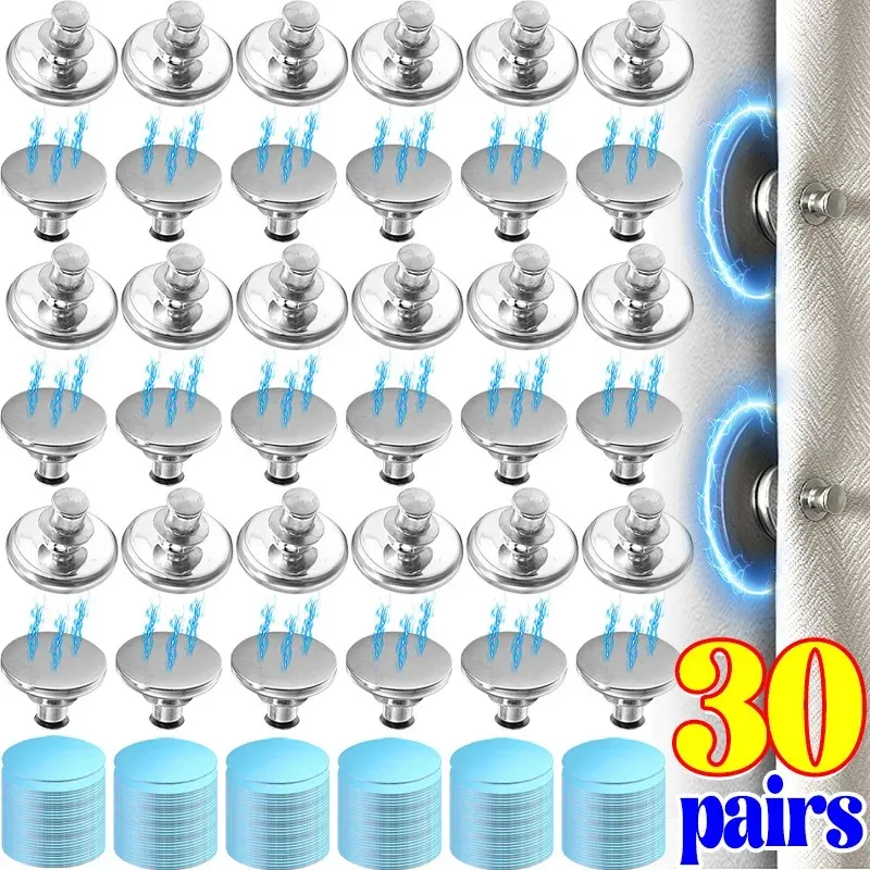 1/30 Paar Vorhang-Magnete-Verschluss mit selbstklebendem Patch, hält Vorhang geschlossen, Badezimmer, Schlafzimmer, magnetische lichtblockierende Schnalle