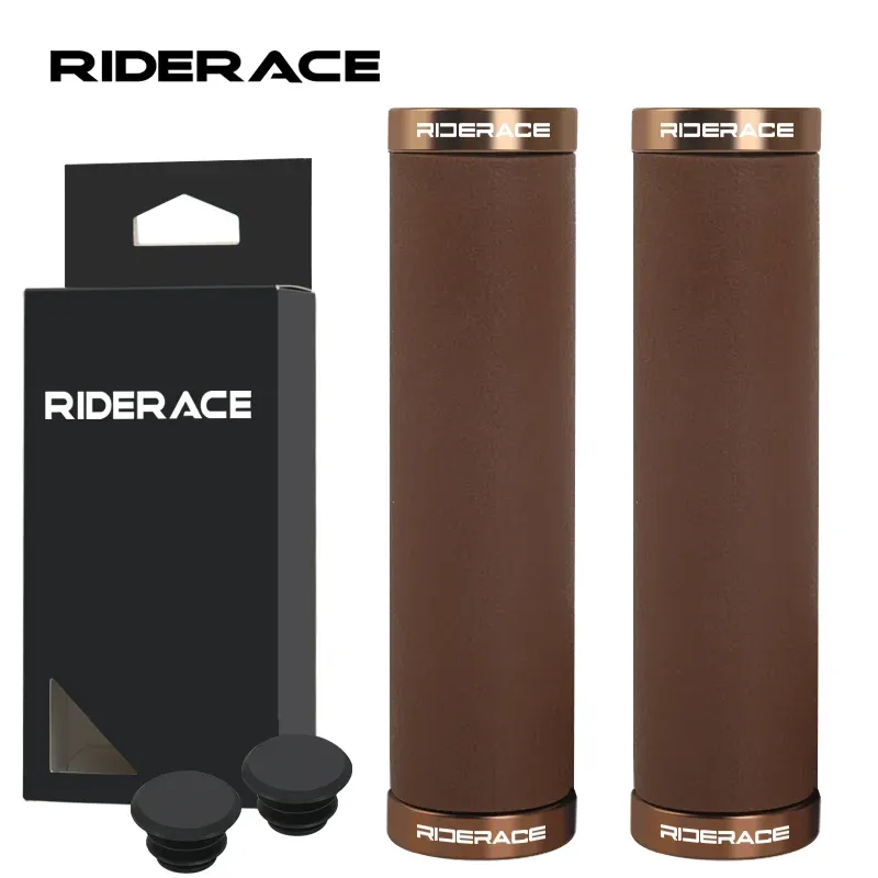 RIDERACE Fahrradgriffe mit Schloss für Mountainbike-Lenkerabdeckung, ergonomisch, braun, stoßfest, TPR-Gummi, MTB-Fahrradlenkergriffe