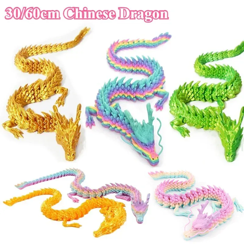 30/60 cm 3D Gedruckt Chinesischen Drachen Figur Spielzeug Ganzkörper Gelenke, Dass Kann Drachen Modell Ornamente Spielzeug für Kinder Weihnachten Geschenk