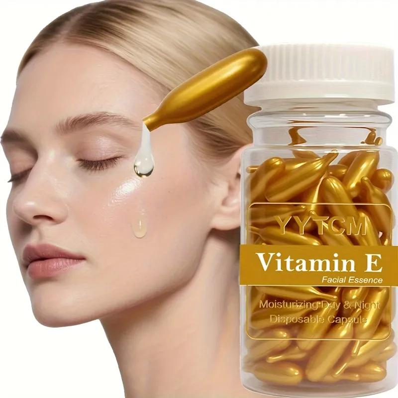 Vitamin-E-Serum-Kapseln, Einweg-Essenz-Kapseln, feuchtigkeitsspendende und feuchtigkeitsspendende Gesichtshaut, 90 Kapseln/Flasche – 1 Flasche