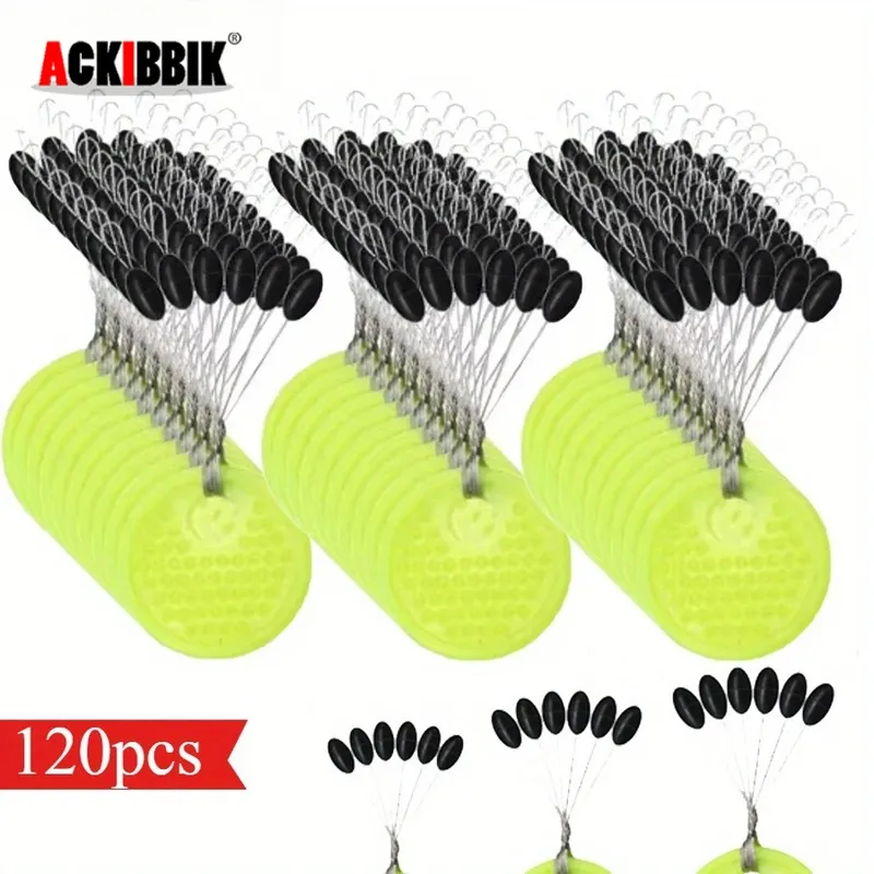 Ackibbik 120 Stück Angel-Bobber-Stopper, Angelzubehör, Silikon-Raumbohnen, olivförmiges Angelwerkzeug, Fisch-Bobber-Werkzeuge
