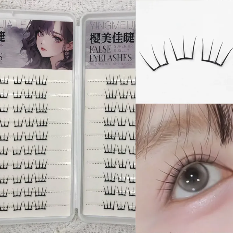 Kleberfreie künstliche Wimpern im koreanischen Stil, Mädchengruppe, modische Wimpernverlängerung, natürliche Manga, segmentierte DIY-Wimpern, große Kapazität