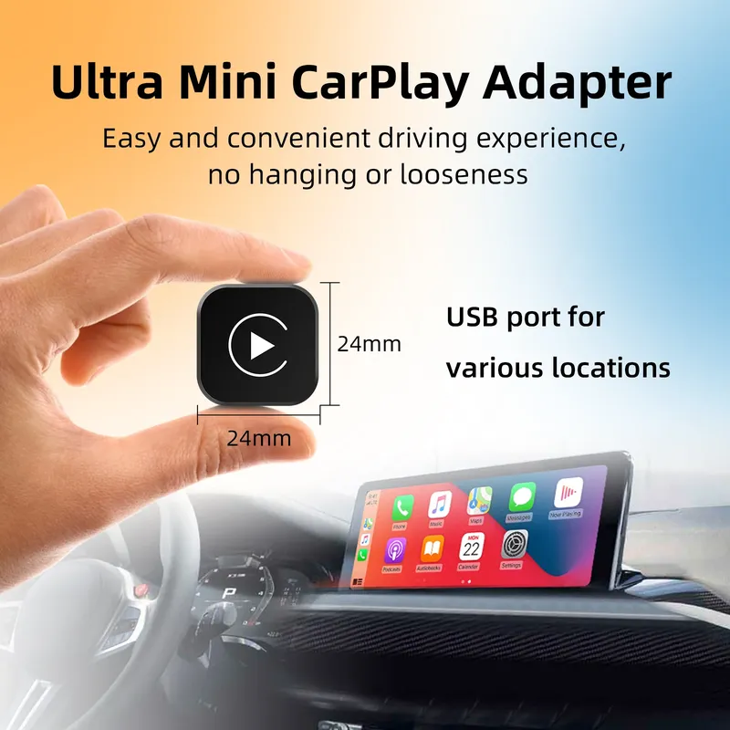 2025 Ultra Mini 2-in-1 Wireless CarPlay & Android Auto Adapter 5,8 GHz WiFi Plug & Play für 99 % werkseitig verkabelte Autos BT 5.0 OTA Upgrade