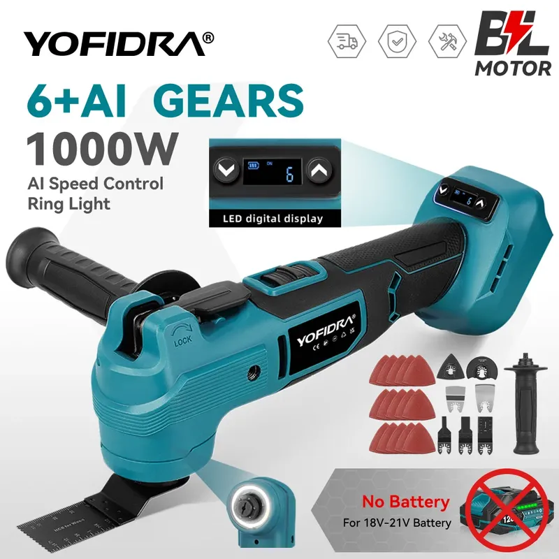 YOFIDRA 1000 W Oszillierende Multifunktionswerkzeug Elektrische Säge Trimmer Schneiden Schleifen DIY Elektrowerkzeug Für Makita 18 V Batterie Pin