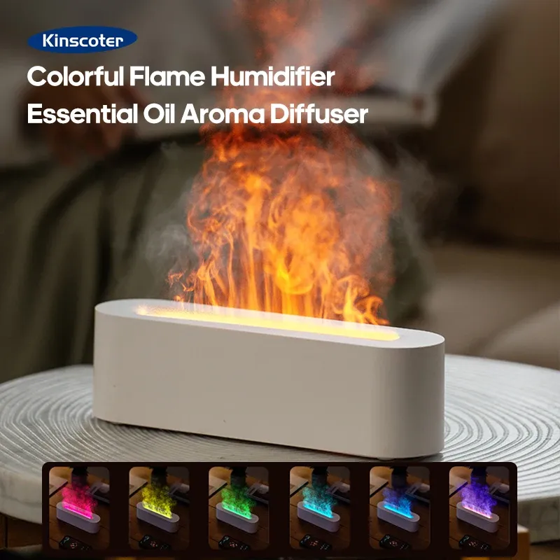 Simulation Bunte Flamme Aroma Diffusor Luftbefeuchter Aromatherapie Ätherisches Öl Timing Ultraschall Kühlen Nebel Maker Fogger