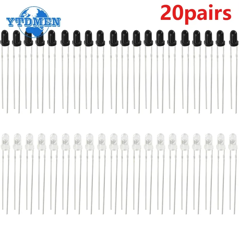 20 Paar Infrarot-LEDs, 3 mm, 5 mm, 940 nm, Infrarot-Sender und IR-Empfänger, Dioden, F3, F5, Dioden für Arduino