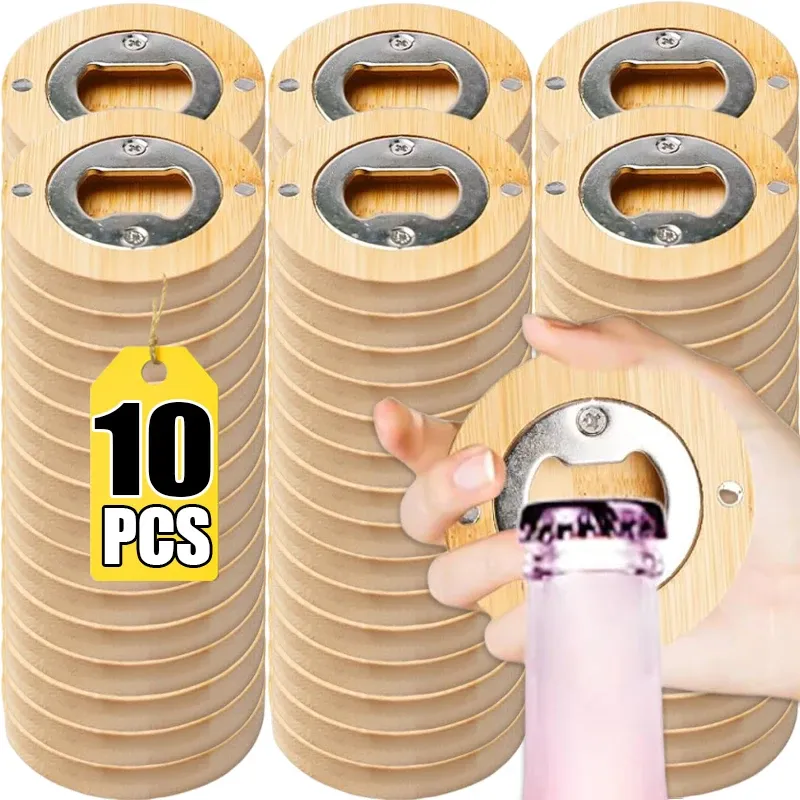 10/1 stücke Magnetische Bambus Flaschenöffner Tragbare Bier Flaschenöffner Kühlschrank Magnet Bar Getränke Gadgets Hochzeit Home Party Werkzeuge