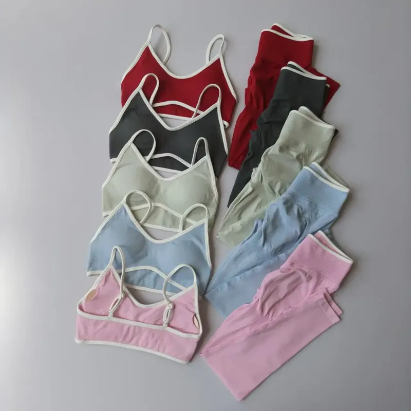 2 stücke Sport Sets Frauen Gym Push Up Yoga Hosen Hohl Zurück Gym Fitness Bhs Workout Hohe Taille Leggings Nahtlose strumpfhosen Set Anzug