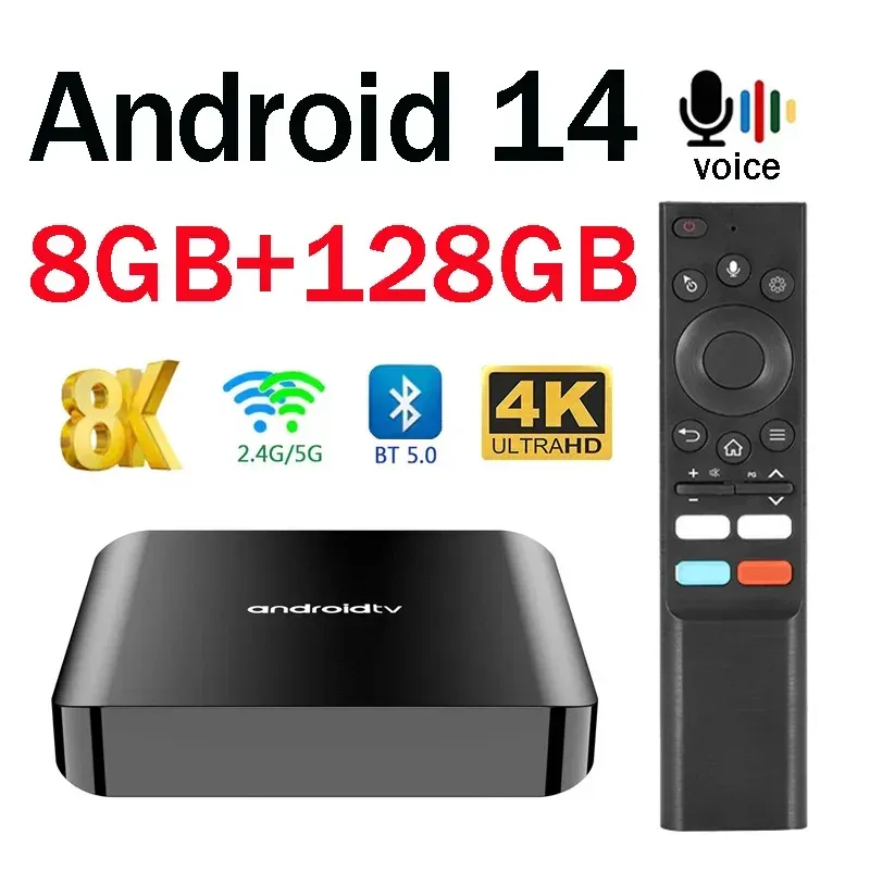 TV98 ATV Plus TV Box Android 14 8 GB 128 GB HD 4K 8K Allwinner Quad Core WiFi 4G 5G BT5.0 Streaming Smart Media Player IPTV