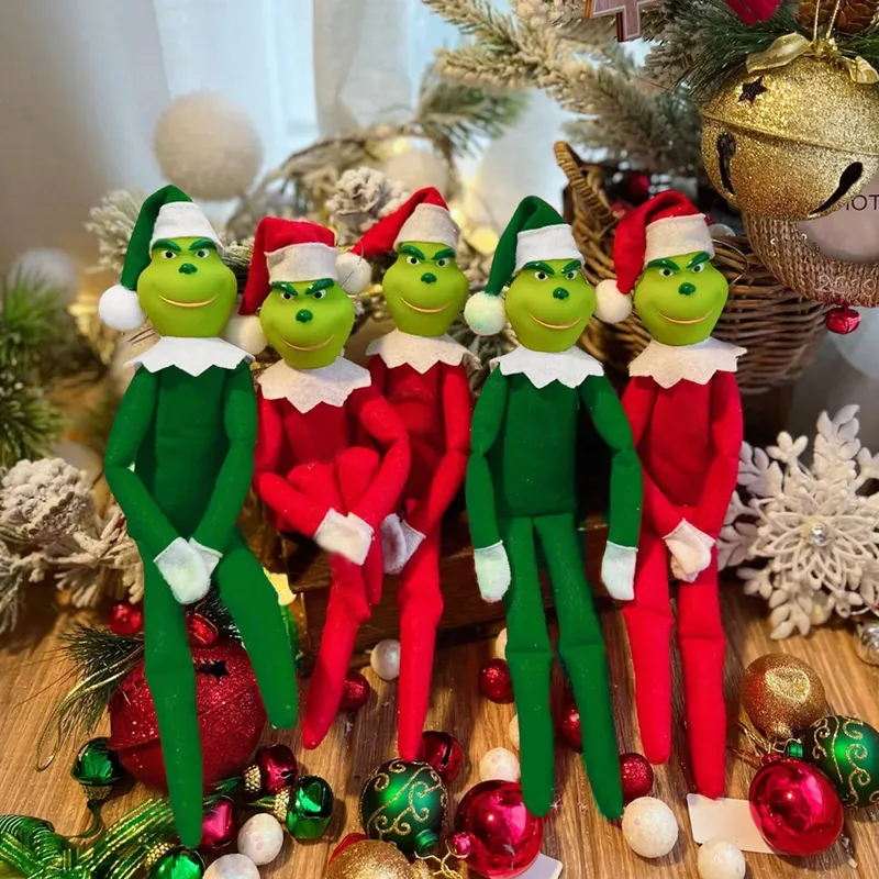 Weihnachtself Puppe Anime Plüschtier Figuren Strumpffüller Regal Zubehör Weihnachtsdekoration Handwerk Ornament für Mädchen Jungen