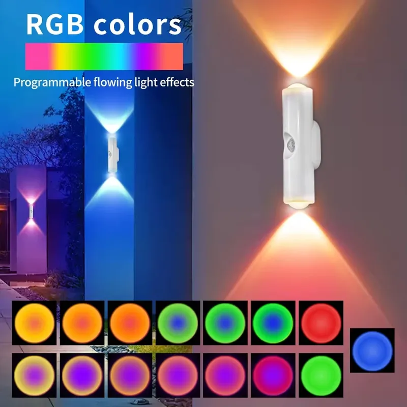 RGB LED Nachtlichter Doppelkopf Sonnenuntergang Licht Bewegungsmelder Unter Schrank Lampe USB Lade Magnetische Schlafzimmer Atmosphäre Beleuchtung