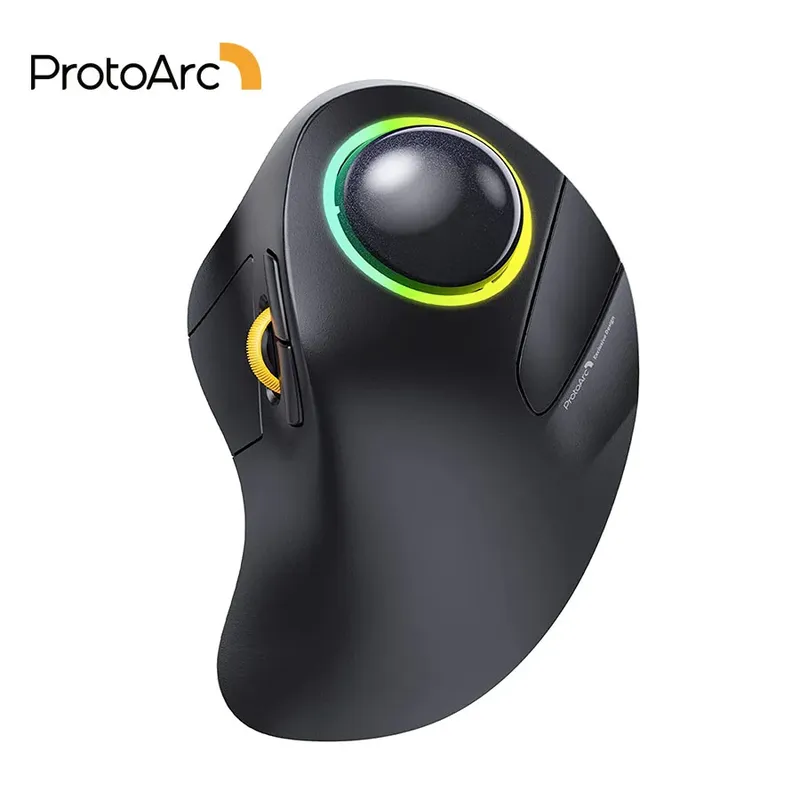 Kabellose Trackball-Maus, Bluetooth, wiederaufladbar, ergonomische RGB-Mäuse für Computer, Laptop, iPad, Mac, Windows
