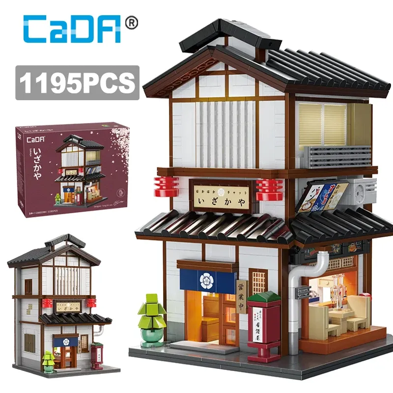 Cada MOC Japanische Stadt Street View Yakitori Stil Izakaya Bausteine Yakitoriya Haus Kinder Spielzeug für Geschenke
