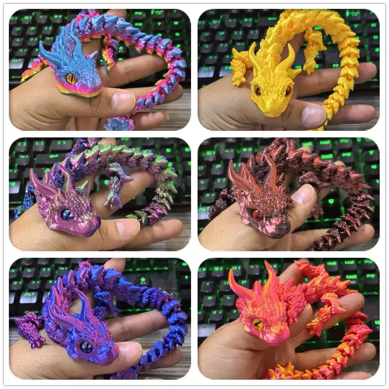 30CM 3D-gedruckte verbundene simulierte Augen Drache Baby Ornamente Gelenke können Drachen Steingarten bewegen Aquarium Landschaftsbau Dekoration