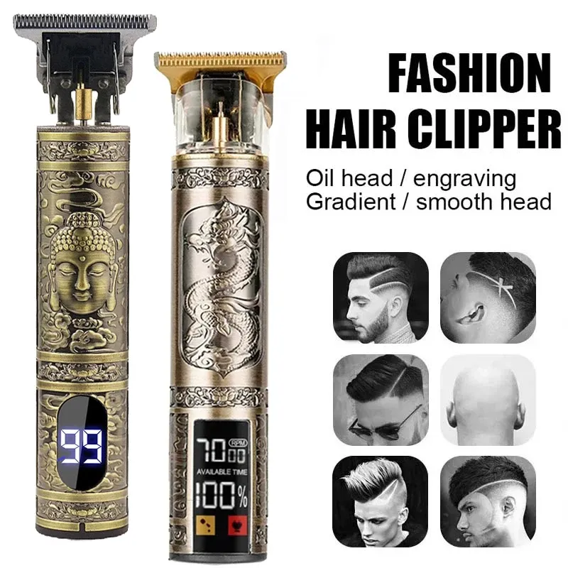 Wiederaufladbare Herren T9 Carving Haarschneidemaschine Vintage Tragbare USB Reinigung Friseur Professionelle Haarschneidemaschine Bartschneider